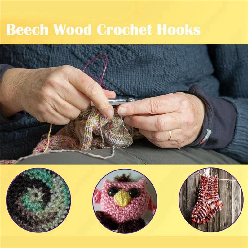 ABJI – набор из 40 деревянных  – обзор и цена Wooden Crochet Hooks Ergonomic Handle